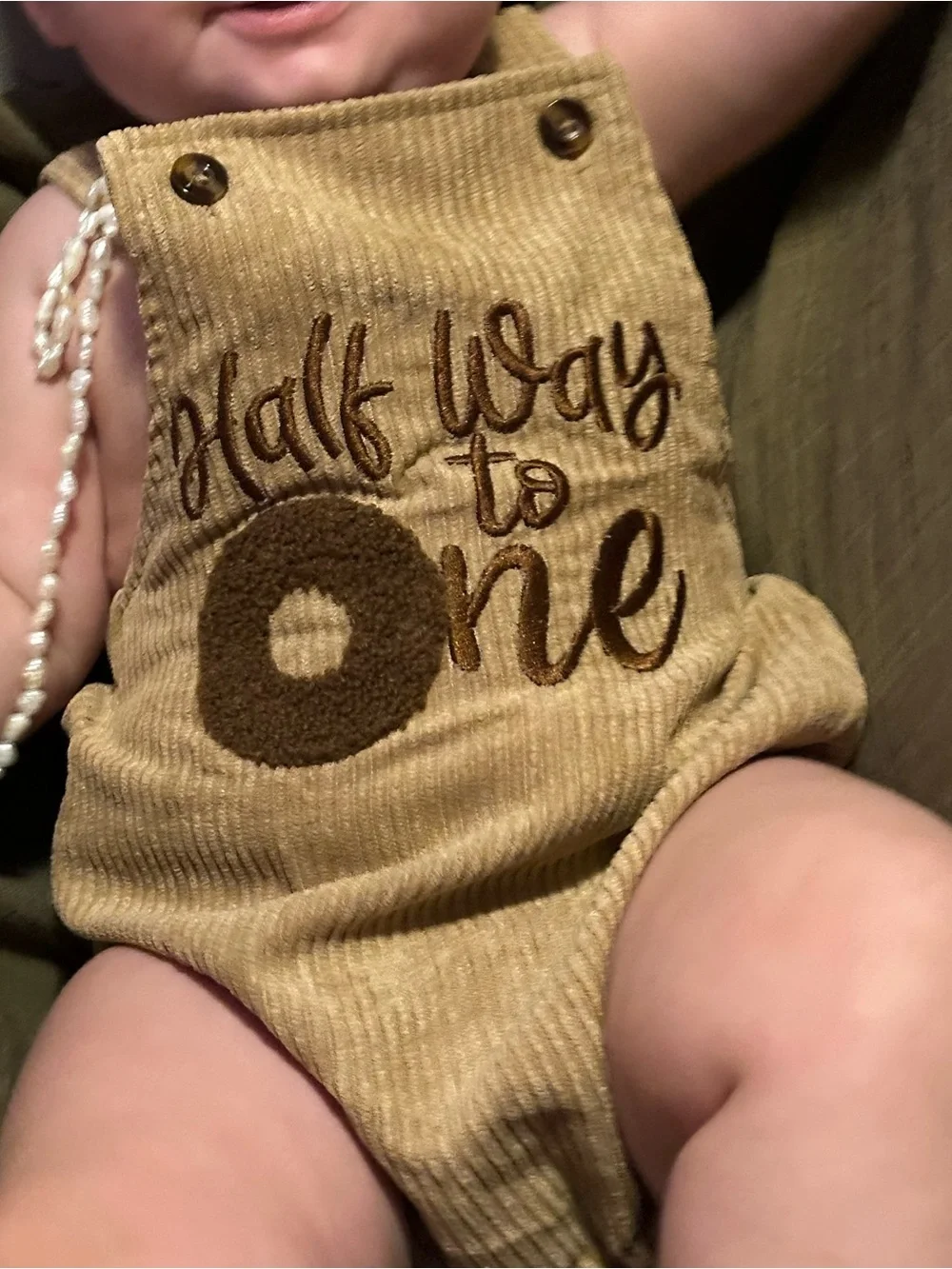 Two Corduroy Baby Rompers - halfway to one and baby chick